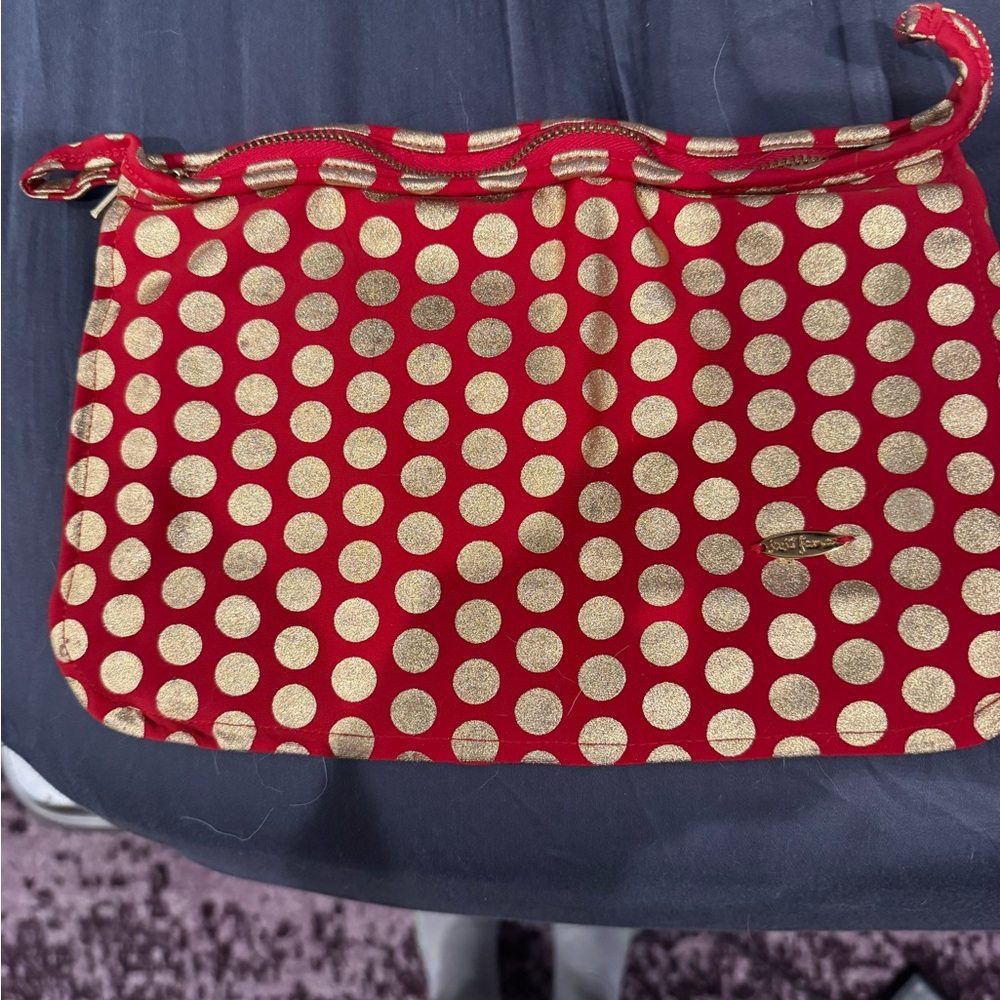Stylish Red and Gold Polka Dot Clutch